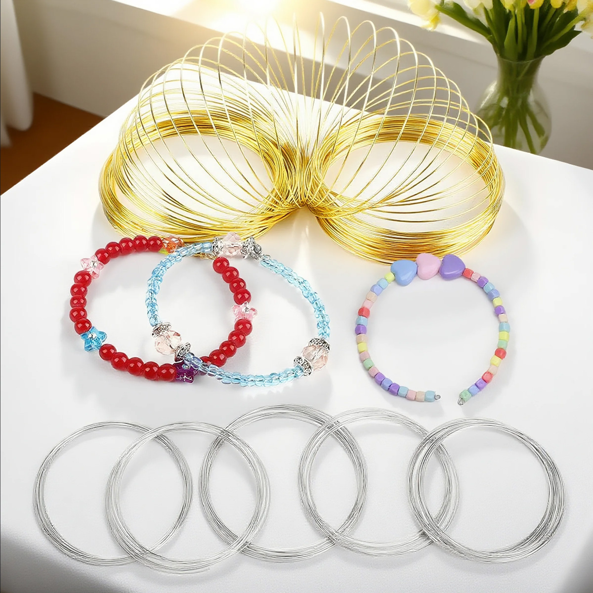 Jewelry Making Gold Wire - 0.6mm 스테인리스 메모리 와이어 코일 100루프