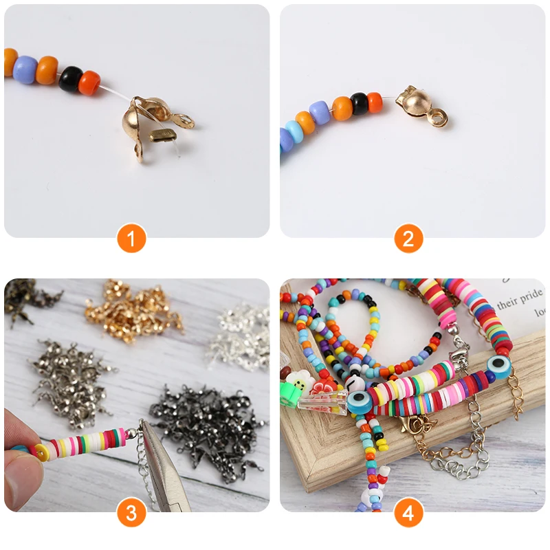 200 개/몫 커넥터 걸쇠 피팅 4*8mm 볼 체인 엔 - Jewelry Making Using Beads 리뷰 및 가격