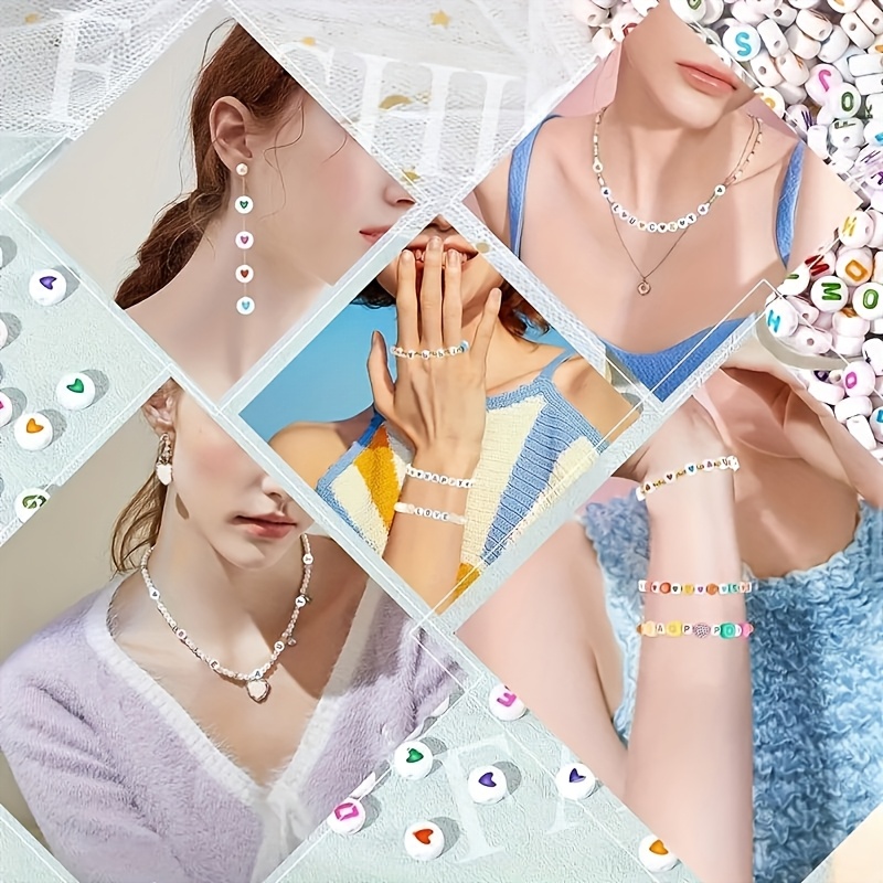 1300개의 4x7 라운드 아크릴 레터 비즈와 하트 모 - Jewelry Making Yarn 리뷰 및 가격
