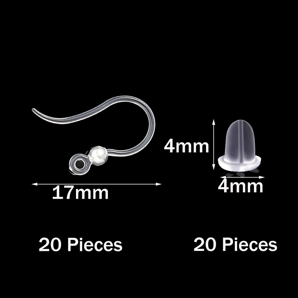 40개 투명 플라스틱 귀걸이 훅 이어 와이어 루프 포함 - Jewelry Making Yarn 리뷰 및 가격