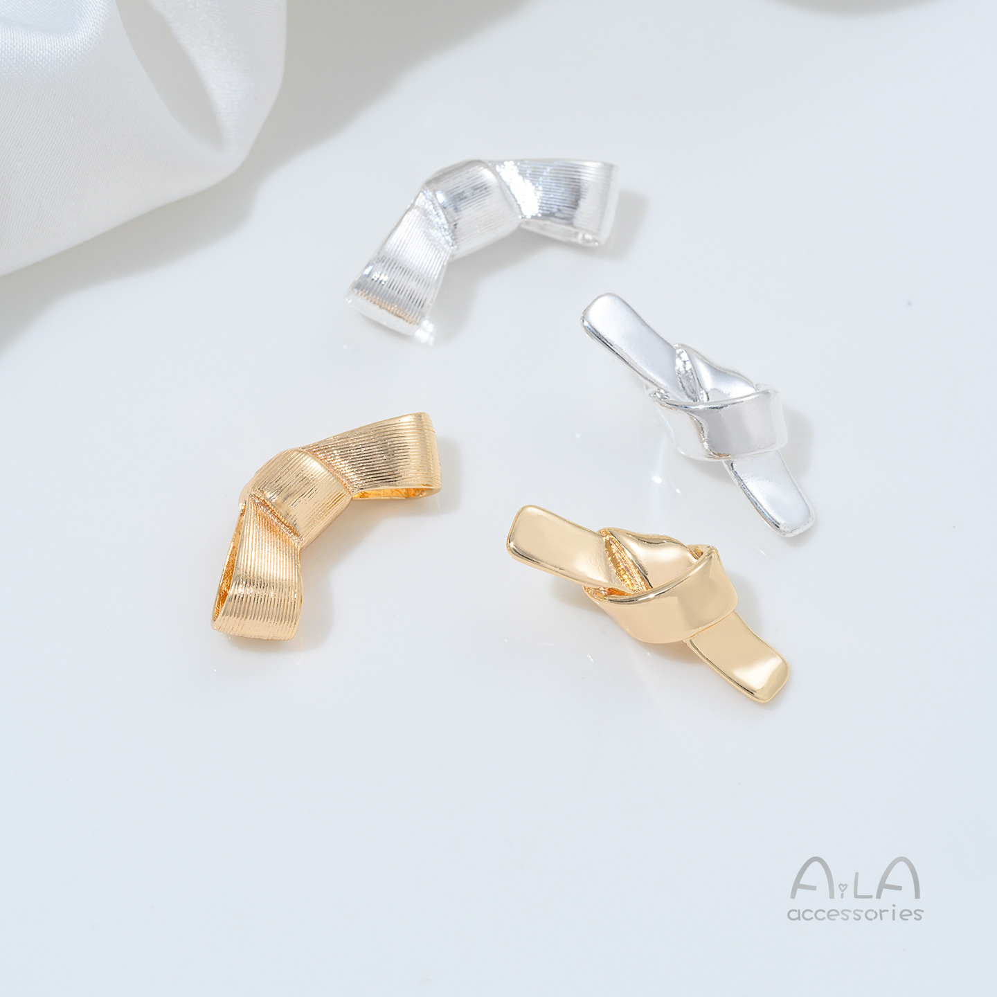 구리 도금 14K 골드 컬러 브러쉬드 보우 매듭 비즈  - Jewelry Making Knots 리뷰 및 가격