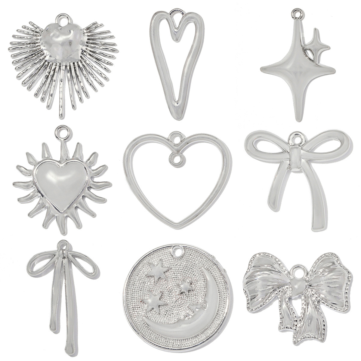 10개/세트 고광택 하트 태양 별 DIY 참 장식 나비 - Jewelry Making Knots 리뷰 및 가격